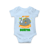 My First Independence Patriotic Elephant Romper - BABY BLUE - New Born (Chest 14")