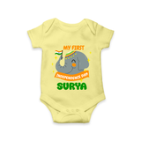 My First Independence Patriotic Elephant Romper - PASTEL YELLOW - New Born (Chest 14")