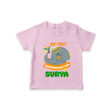 My First Independence Patriotic Elephant T Shirt - BABY PINK - 0-5 Months Old (Chest 17")