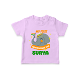 My First Independence Patriotic Elephant T Shirt - LILAC - 0-5 Months Old (Chest 17")