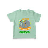 My First Independence Patriotic Elephant T Shirt - MINT GREEN - 0-5 Months Old (Chest 17")