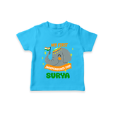 My First Independence Patriotic Elephant T Shirt - SKY BLUE - 0-5 Months Old (Chest 17")
