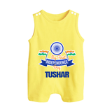 My First Independence Ashoka Pride Button Romper - PASTEL YELLOW - New Born (Chest 18")
