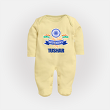 My First Independence Ashoka Pride Full Body Suit - PASTEL YELLOW - New Born (Chest 7.5")