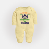 My First Independence Heritage Skyline Full Body Suit - PASTEL YELLOW - New Born (Chest 7.5")