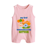 My First Independence Balloon Celebration Button Romper - BABY PINK - New Born (Chest 18")