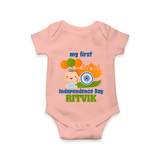 My First Independence Balloon Celebration Romper - PEACH - New Born (Chest 14")