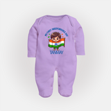 My First Independence Flag Bearer Full Body Suit - LILAC - New Born (Chest 7.5")