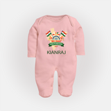My First Independence India Map Celebration Full Body Suit - BABY PINK - New Born (Chest 7.5")