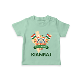 My First Independence India Map Celebration T Shirt - MINT GREEN - 0-5 Months Old (Chest 17")