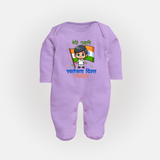 My First Independence Little Flag Boy Full Body Suit - LILAC - New Born (Chest 7.5")
