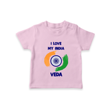 I Love My India Tricolour Pride T Shirt - BABY PINK - 0-5 Months Old (Chest 17")