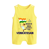 Made in India Little Patriot Button Romper - PASTEL YELLOW - New Born (Chest 18")