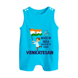 Made in India Little Patriot Button Romper - SKY BLUE - New Born (Chest 18")