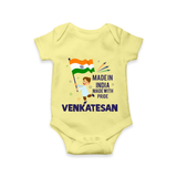 Made in India Little Patriot Romper - PASTEL YELLOW - New Born (Chest 14")