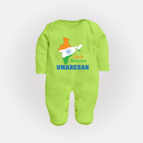 Vande Mataram India Map Full Body Suit - LIME GREEN - New Born (Chest 7.5")