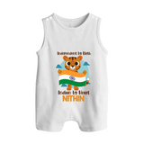 Indian by Heart Tiger Pride Button Romper - WHITE - New Born (Chest 18")