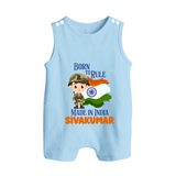 Born to Rule Little Soldier Button Romper - BABY BLUE - New Born (Chest 18")