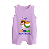 Proud to Be Indian Little Patriot Button Romper - LILAC - New Born (Chest 18")