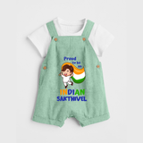 Proud to be an Indian Customized Kid Dungaree - MINT GREEN - 0 - 5 Months Old (Chest 18")