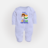 Proud to Be Indian Little Patriot Full Body Suit - BABY BLUE - New Born (Chest 7.5")