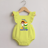 Proud to be an Indian Customized Romper Frock - PASTEL YELLOW - 0 - 3 Months Old (Chest 19")