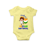 Proud to Be Indian Little Patriot Romper - PASTEL YELLOW - New Born (Chest 14")