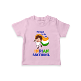 Proud to Be Indian Little Patriot T Shirt - BABY PINK - 0-5 Months Old (Chest 17")
