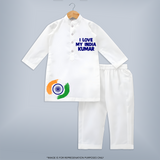 I Love My India Patriot Kurta - WHITE - 3 - 6 Months Old (Chest 24", Kurta Length 14'', Waist 19", Pant Length 14")