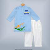 Proud to Be Indian Freedom Birds Kurta - BABY BLUE - 3 - 6 Months Old (Chest 24", Kurta Length 14'', Waist 19", Pant Length 14")