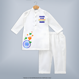 Proud Indian Ashoka Pride Kurta - WHITE - 3 - 6 Months Old (Chest 24", Kurta Length 14'', Waist 19", Pant Length 14")