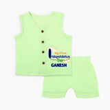 My First Independence Day Cloud Theme JablaSet - PASTEL GREEN - 0 - 3 Months Old (Chest 9.8")