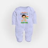 My First Independence Day Flag Baby Full Body Suit - BABY BLUE - New Born (Chest 7.5")