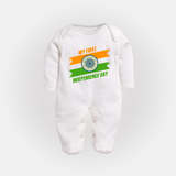 My First Independence Day Tricolour Brush Stroke Full Body Suit - WHITE - New Born (Chest 7.5")