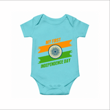 My First Independence Day Tricolour Brush Stroke Romper - ARCTIC BLUE - New Born (Chest 14")