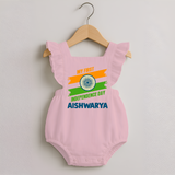 My First Independence Day Tricolour Brush Stroke Romper Frock - BABY PINK - 0 - 3 Months Old (Chest 19")