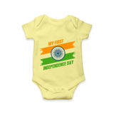My First Independence Day Tricolour Brush Stroke Romper - PASTEL YELLOW - New Born (Chest 14")