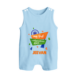 My First Independence Day Tricolour Ribbon Button Romper - BABY BLUE - New Born (Chest 18")