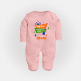 My First Independence Day Tricolour Ribbon Full Body Suit - BABY PINK - New Born (Chest 7.5")