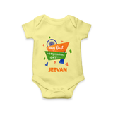 My First Independence Day Tricolour Ribbon Romper - PASTEL YELLOW - New Born (Chest 14")