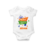 My First Independence Day Tricolour Ribbon Romper - WHITE - New Born (Chest 14")