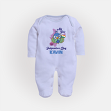 My First Independence Day Peacock Pride Full Body Suit - BABY BLUE - New Born (Chest 7.5")