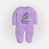 My First Independence Day Peacock Pride Full Body Suit - LILAC - New Born (Chest 7.5")