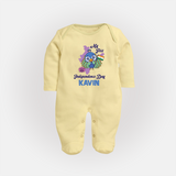My First Independence Day Peacock Pride Full Body Suit - PASTEL YELLOW - New Born (Chest 7.5")