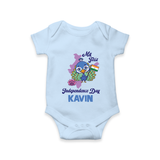 My First Independence Day Peacock Pride Romper - BABY BLUE - New Born (Chest 14")