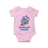 My First Independence Day Peacock Pride Romper - BABY PINK - New Born (Chest 14")