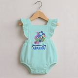 My First Independence Day Peacock Pride Romper Frock - MINT GREEN - 0 - 3 Months Old (Chest 19")