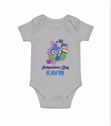 My First Independence Day Peacock Pride Romper - GREY - New Born (Chest 14")