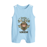 Little Soldier Baby Button Romper - BABY BLUE - New Born (Chest 18")
