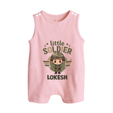Little Soldier Baby Button Romper - BABY PINK - New Born (Chest 18")